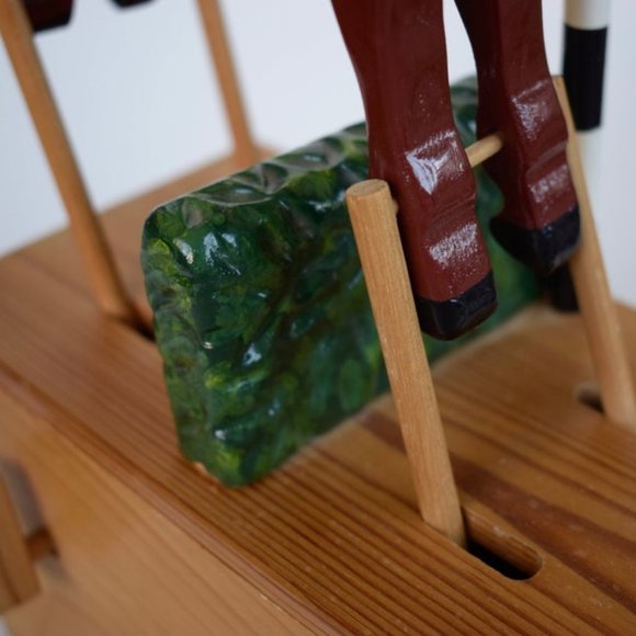 Folk Art Wooden Race Horse Toy